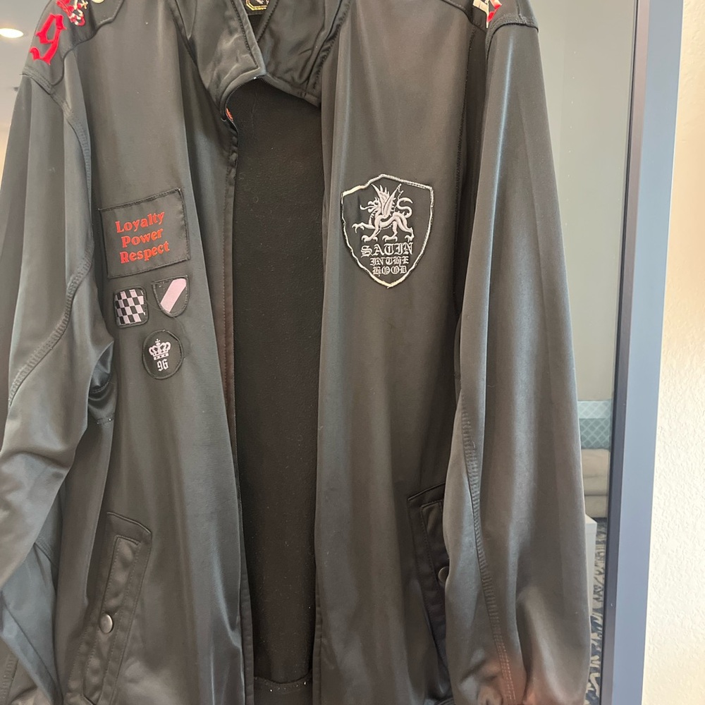 Black Jacket with Embroidered Patches